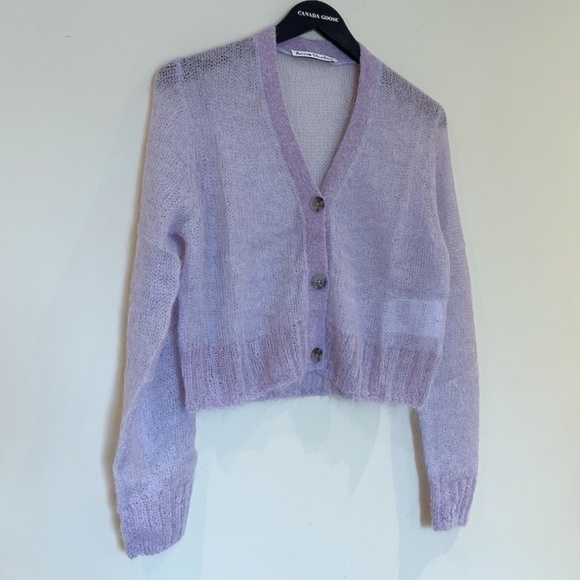 ACNE STUDIOS Purple Cropped Cardigan Sz M - Picture 11 of 16
